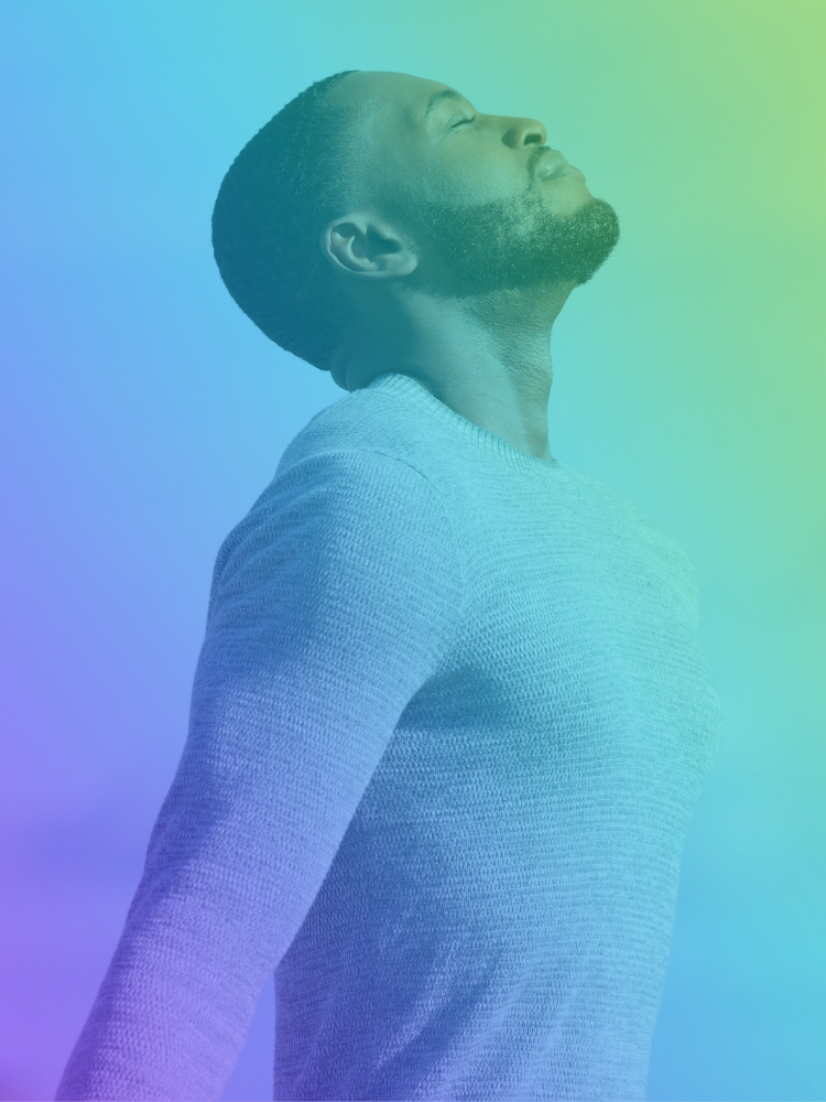 Image of a man breathing in deeply
