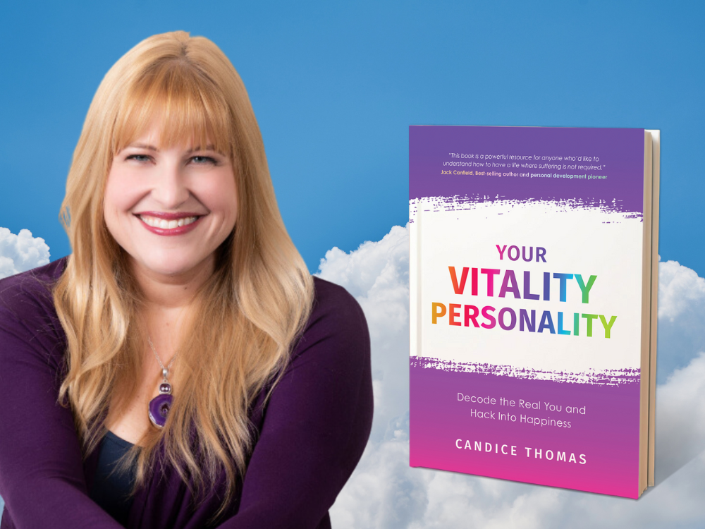 Image of Candice Thomas and her book called Your Vitality Personality